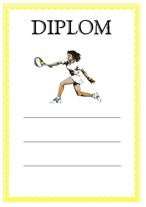 Diplom - tenistka s rámečkem
